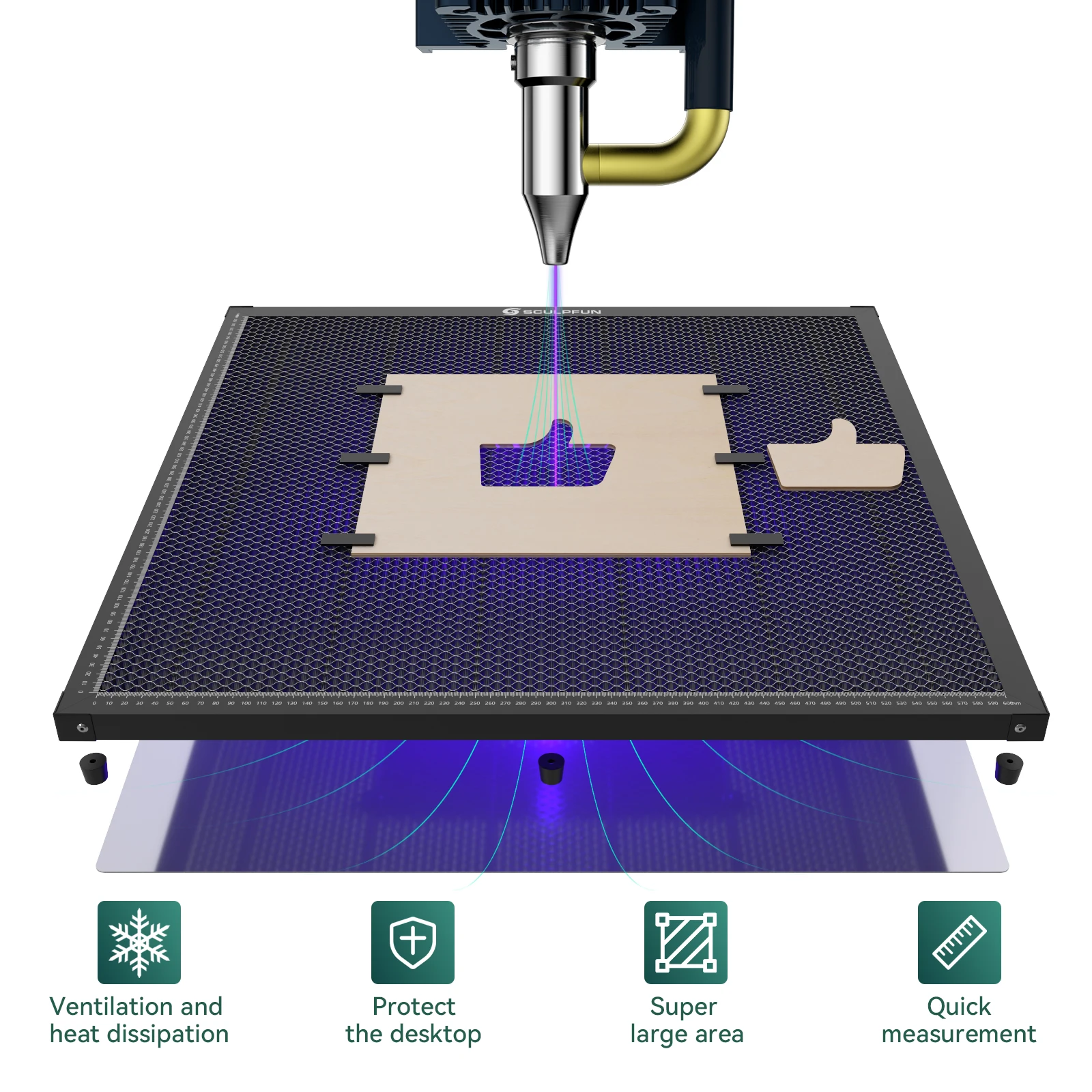 SCULPFUN 600x600 мм сотовая па – обзор и цена Co2 Laser Engraving Machine